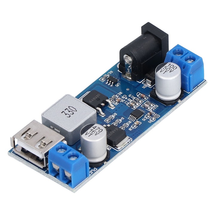 Enforose PCB tápegység modul, 9V-36V, 5.2V, 5A, USB porttal, elektronikus projektekhez