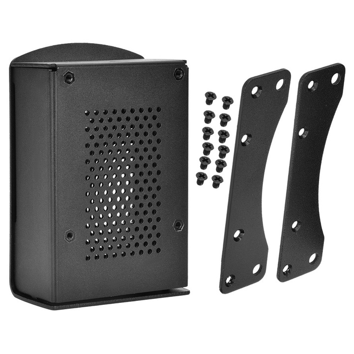 Carcasa din aluminiu pentru Raspberry Pi 4 Model B, Enforose, neagra, set cu suport radiator, dimensiune standard