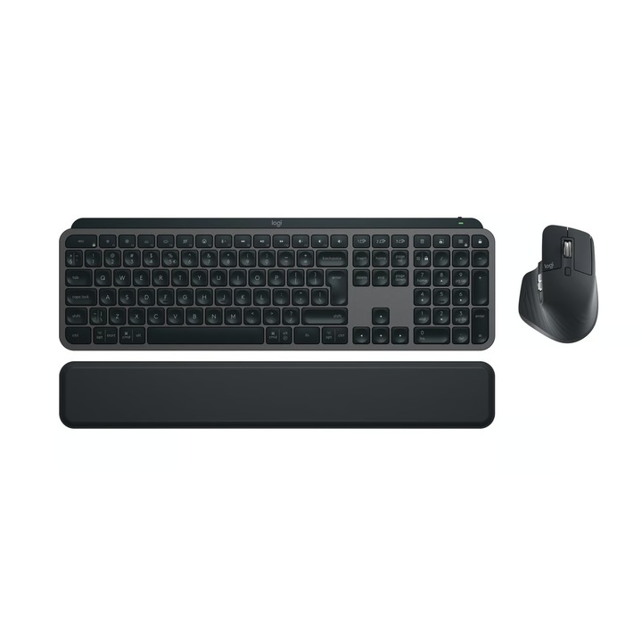 Комплект клавиатура и мишка Logitech MX Keys S Combo, графит, безжична, осветление, 8000 dpi