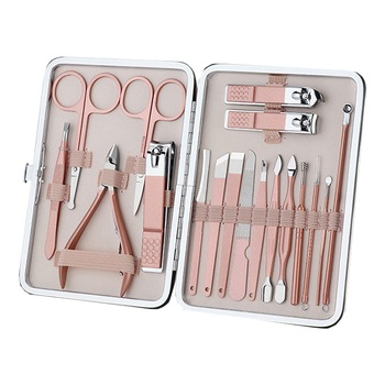 Set Profesional 18 piese Splendour-Pink pentru manichiura, pedichiura din Otel Inoxidabil cu etui depozitare Set Profesional 18 piese Splendour-Pink pentru manichiura, pedichiura din Otel Inoxidabil cu etui depozitare