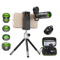 Set lentile profesionale 6 in 1, 16 x Teleobiectiv, fisheye, wide, macro, filtru Cpl, kaleidoscope, compatibil cu majoritatea telefoanelor smart , Huawei , Samsung sau Iphone