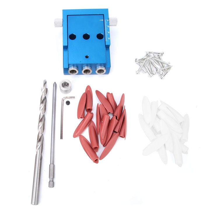 Set de unelte pentru gaurit din aliaj de aluminiu Enforose, jig pentru gauri in unghi, compact, usor, 1x surubelnita extensibila, 1x burghiu.