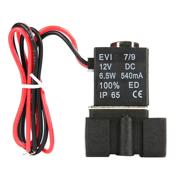 2-utas elektromos mágnesszelep, Enforose, műanyag, 1/4" NPT, DC 12V, közvetlen működtetés, alapállapotban zárva