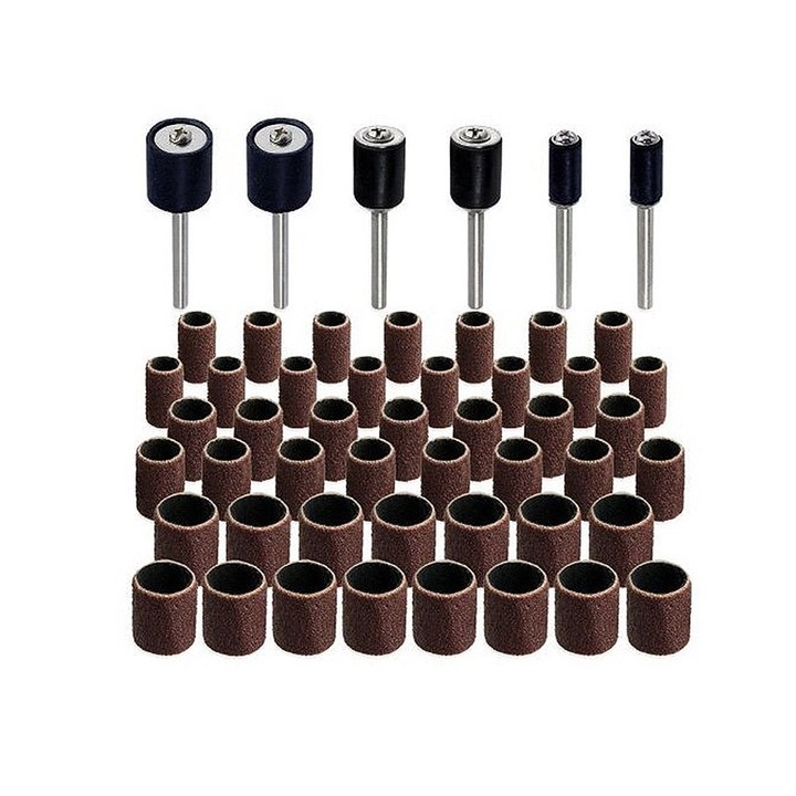 Enforose tokmány- és csiszológyűrű készlet, 6x tokmány, 45x csiszológyűrű, fémhez, műanyaghoz, fához, jádéhoz