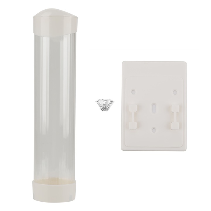 Диспенсър за чаши, Enforose, капацитет 60-80 чаши, бял, 9x38см