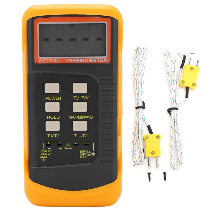 Termometru digital Enforose DT6802, doua canale, plastic, 0.5% precizie, fara baterie