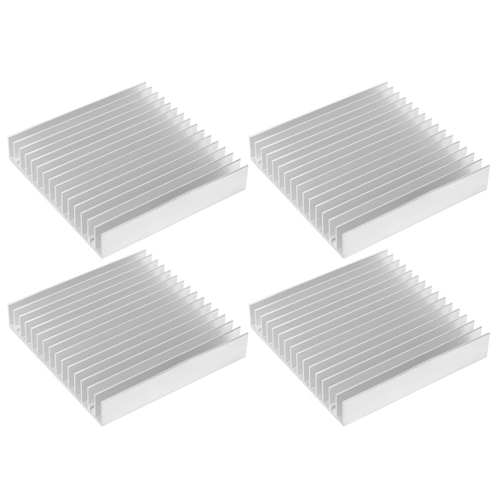 Set 4 radiatoare din aluminiu pentru disiparea caldurii, Enforose, 100x100x18mm, alb