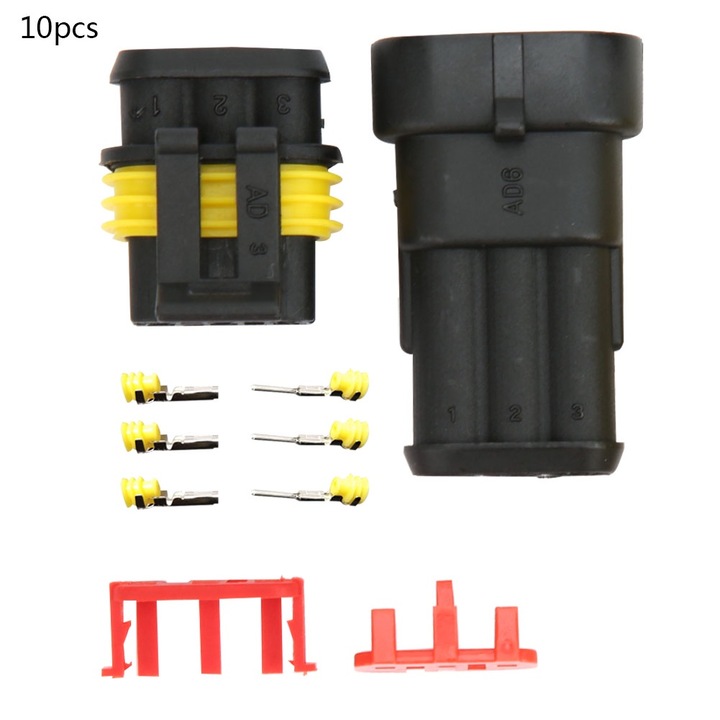 Conector impermeabil pentru masina, Enforose, set 10 bucati, IP68, nylon, metal