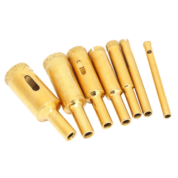 Set 7 Piese Biti Gaurit Ti-Plating pentru Sticla, Marmura, Faianta, Enforose