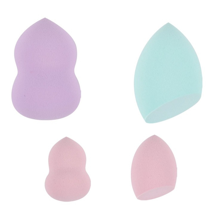 Set 4 Bureti Blending Machiaj Picaturi Colorate Decupate Culori Pastelate