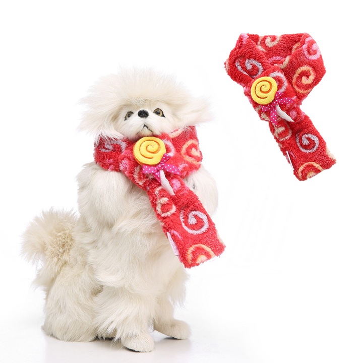 Esarfa de vacanta pentru animale de companie, accesoriu festiv pentru caini/pisici, accesoriu dragut pentru iarna pentru animale de companie, M