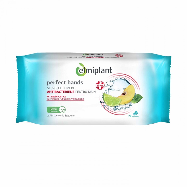 Servetele maini Elmiplant Antibacteriene, 72 buc
