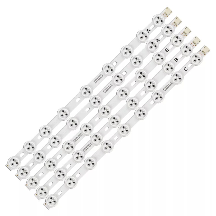 Bareta LED-uri TV pentru Vestel 39 inch, OPTIM SOLUTION, VES390UNDC 2A + 2B + 1C, Eficienta Energetica, Iluminare Fundal, 9 LED, set de 5 bucati, Alb