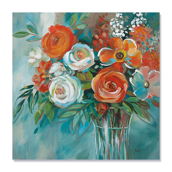 Tablou Canvas - Flori in vaza, 100 x 100 cm