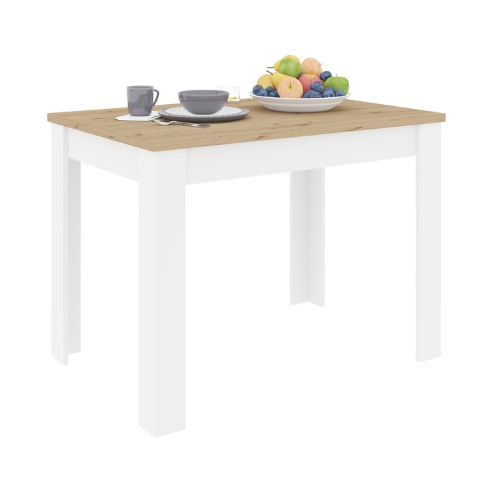 Masa bucatarie haaus Zeta, Stejar Artisan/Alb, 102 x 69 x 75 cm