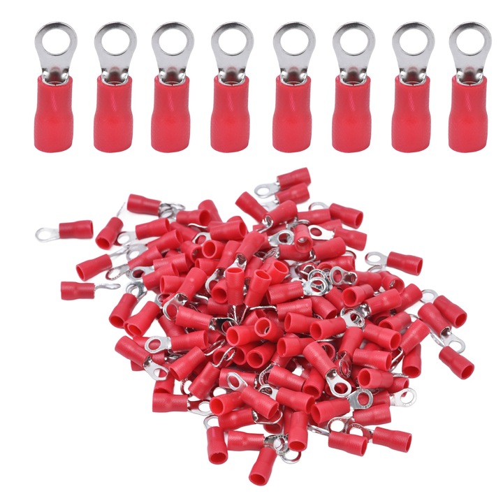Set 150 terminale sertizare preizolate Enforose, conector tip inel cupru/PVC, pentru mașini, AWG 14–12