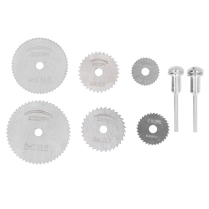 Set de lame de ferastrau circular HSS, 8 buc., Mini discuri de taiere pentru materiale plastice subtiri din metal, aliaj de lemn