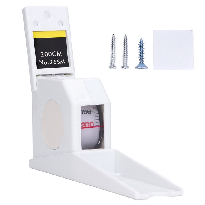 Ruler de masurare a inaltimii, Enforose, 2m, montare pe perete, alb