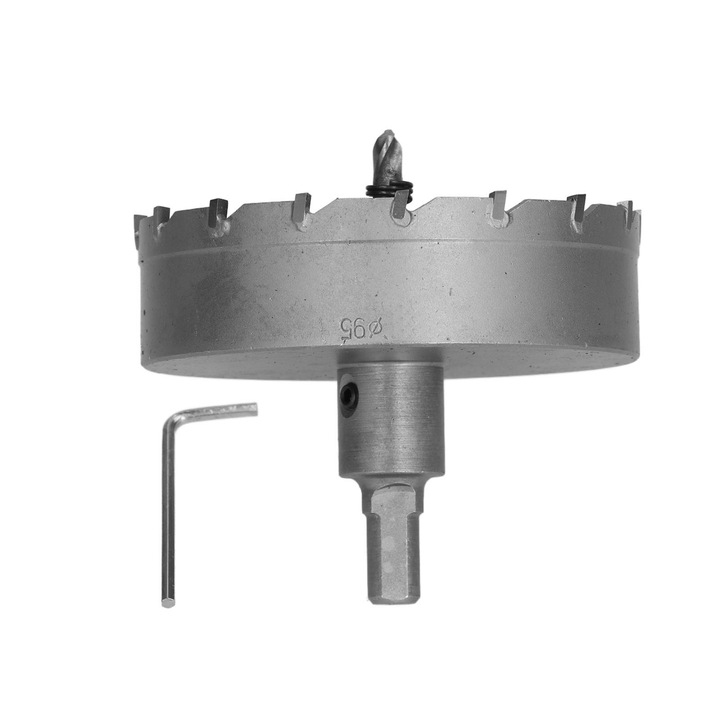 Carota cu dinti de carbura, burghie TCT rezistente, pentru placa metalica din inox 95 mm, Enforose