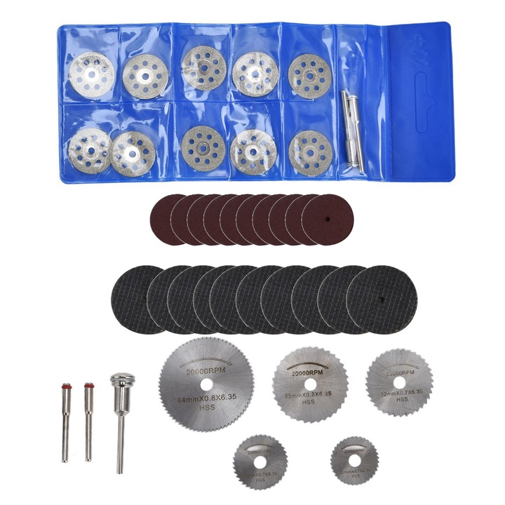 Set roti de taiat 40 buc, Panza de ferastrau circular HSS, Discuri taiate in rasina Roti de taiat cu diamant