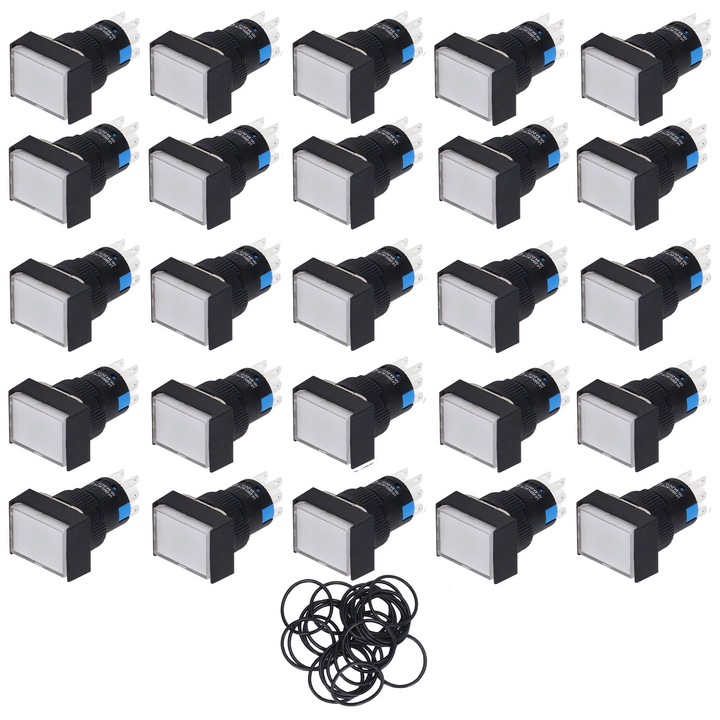 Professzionális önzáró nyomógombos kapcsoló, 5A, 20 000 óra élettartam, ipari vezérlőkapcsoló, AC 0-240V