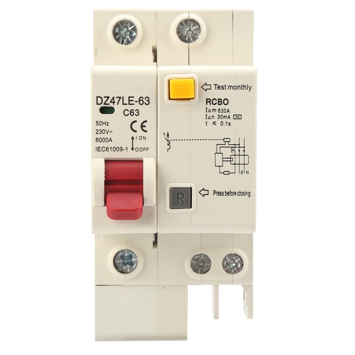 Intrerupator DZ47LE63 miniatural 1P+N Intrerupator de protectie impotriva scurgerilor de uz casnic