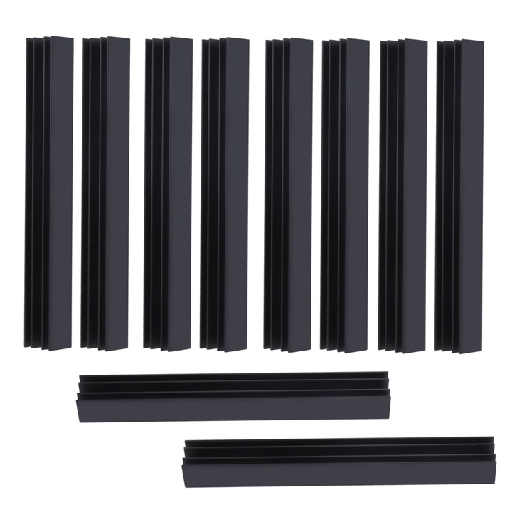 Комплект 10 x Алуминиев радиатор за охлаждане, с термоуправление, с 2 отвора, Q13x11x107mm, черен