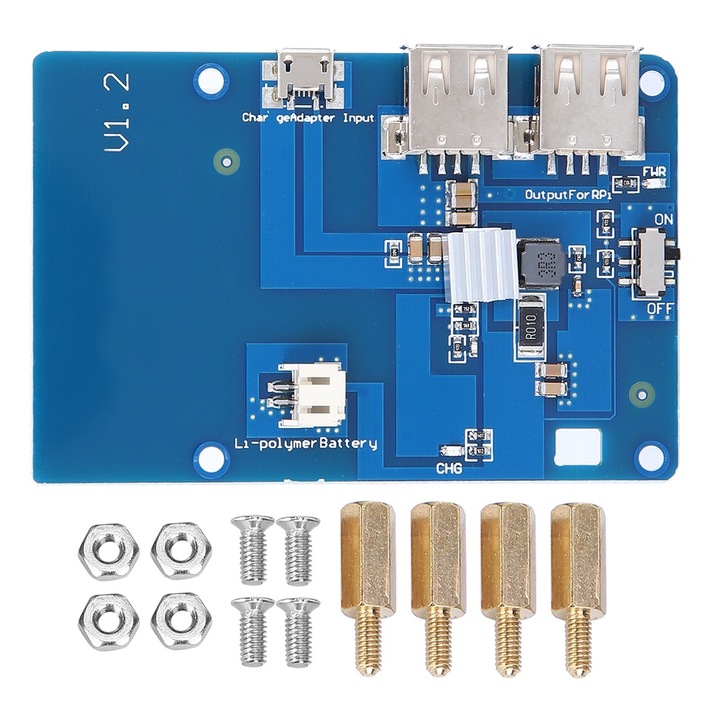Платка за разширение на Lipo батерия, Enforose, 3800mAH, двоен USB изход, за Raspberry Pi3