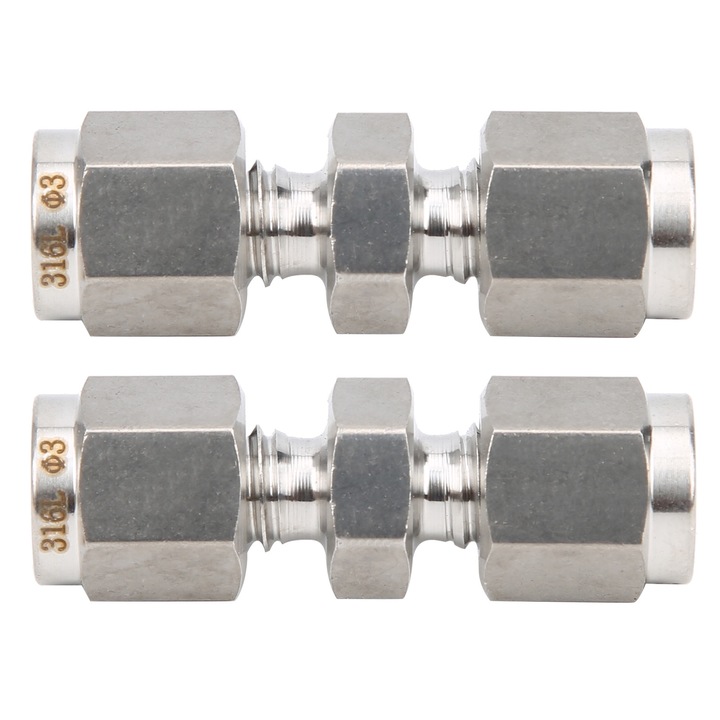 2 darab 316-os rozsdamentes acél kompressziós csatlakozó, egyenes csövekhez, Enforose