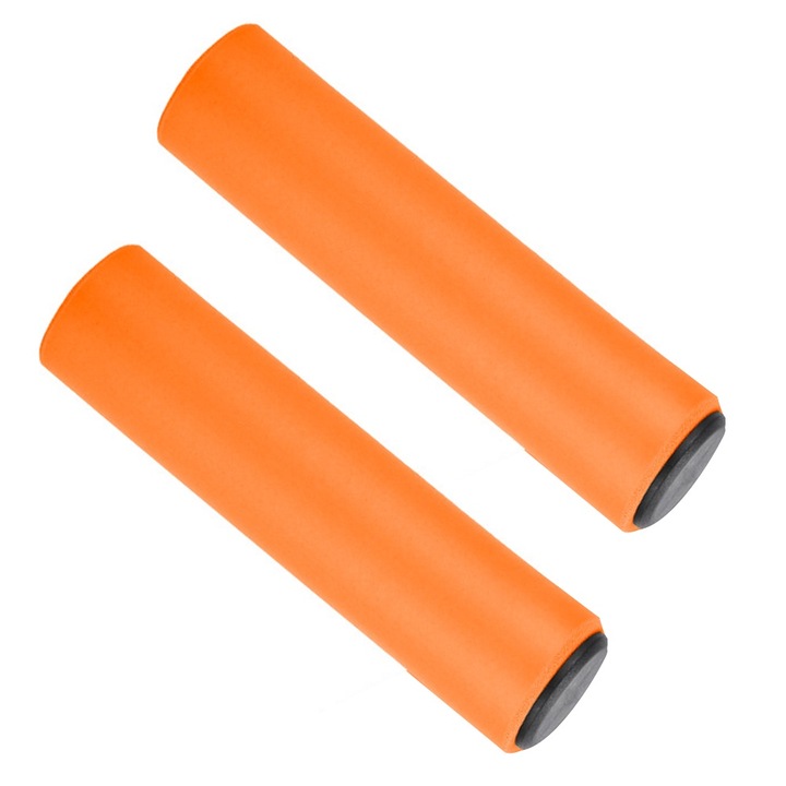 Set 2 mansoane bicicleta, silicon moale, antiderapant, 12.5x3x3cm, portocalii