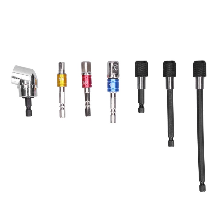 Set adaptor priza 7 bucati, Enforose, 1/2in, 1/4in, 3/8in, tija hexagonala, otel crom vanadiu