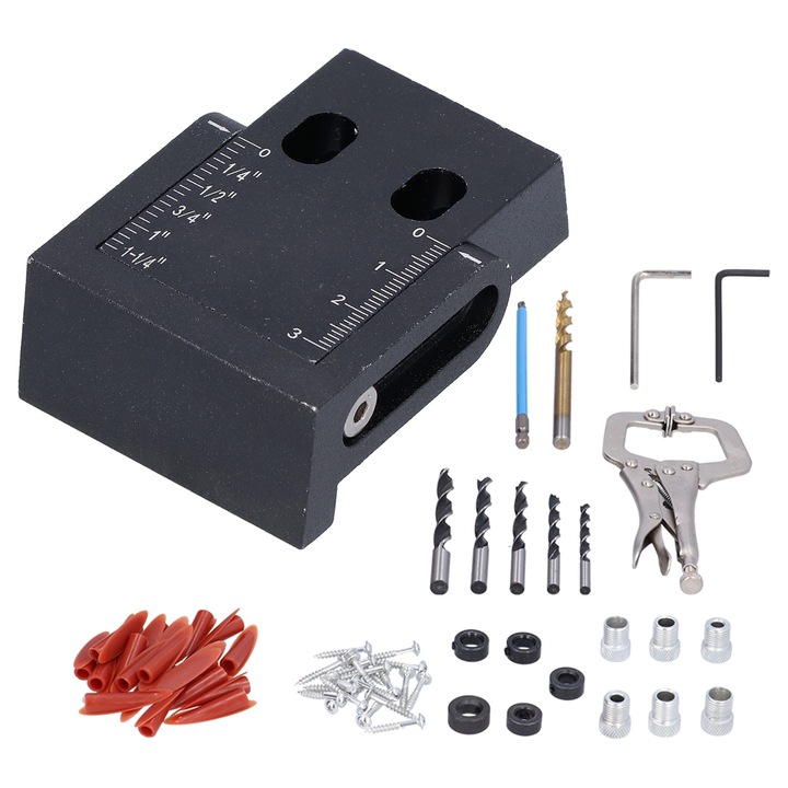 Инструмент за насочване на свредло за дървообработване под ъгъл 15 градуса Инструмент за локализиране на наклонени отвори за пробиване Черен