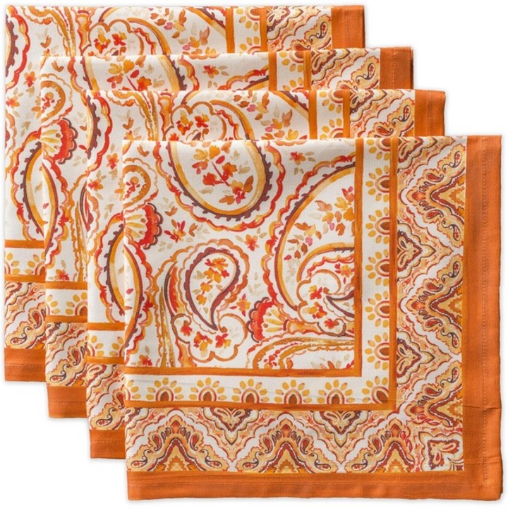 Set 4 servetele din bumbac moale, orange, 45cm x 45cm