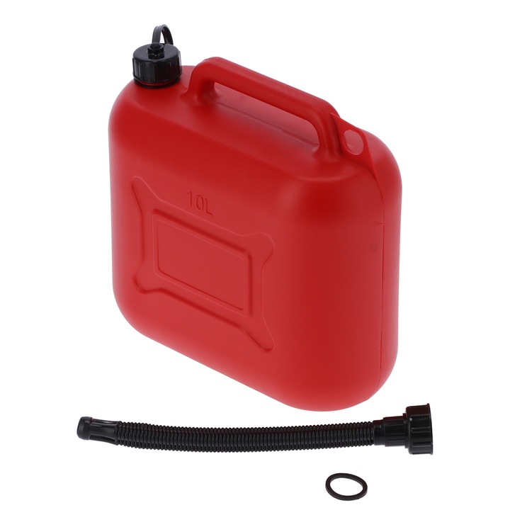 Set bidon de gaz Enforose 10L rosu, plastic ABS, capacitate mare, teava de iesire 33cm