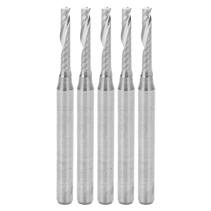 Set 5 freze CNC Enforose din otel tungstenic, 3.175x2x12x38mm, pentru sculptura in lemn