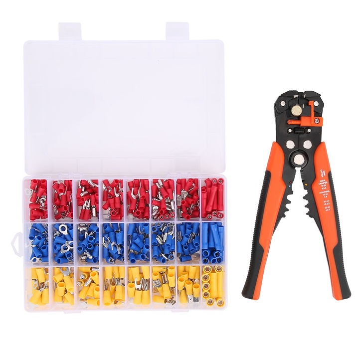 Комплект клещи Enforose, студено пресовани терминални конектори, многофункционален инструмент за оголване, 3400 броя, многоцветен