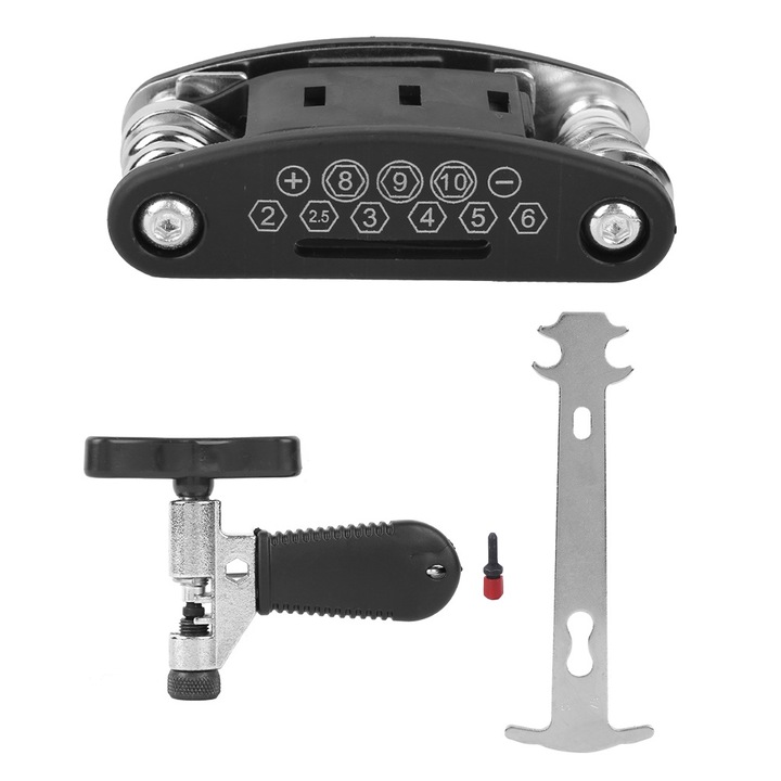 Set unelte de reparare bicicleta, Enforose, 16 in 1, cheie spite, separator lant, otel inoxidabil