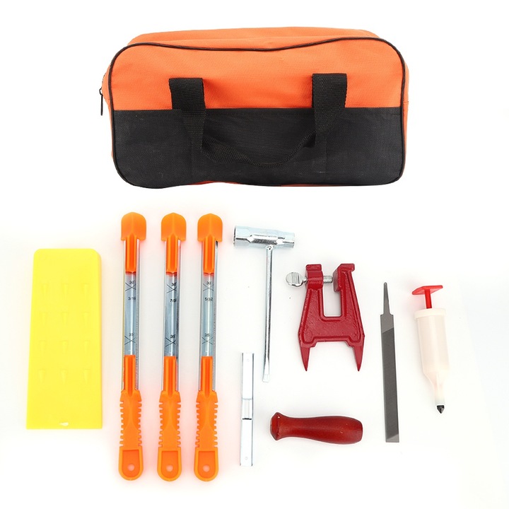 Set unelte pentru ascutit ferastrau cu lant, Enforose, material otel, 8 piese, multicolor