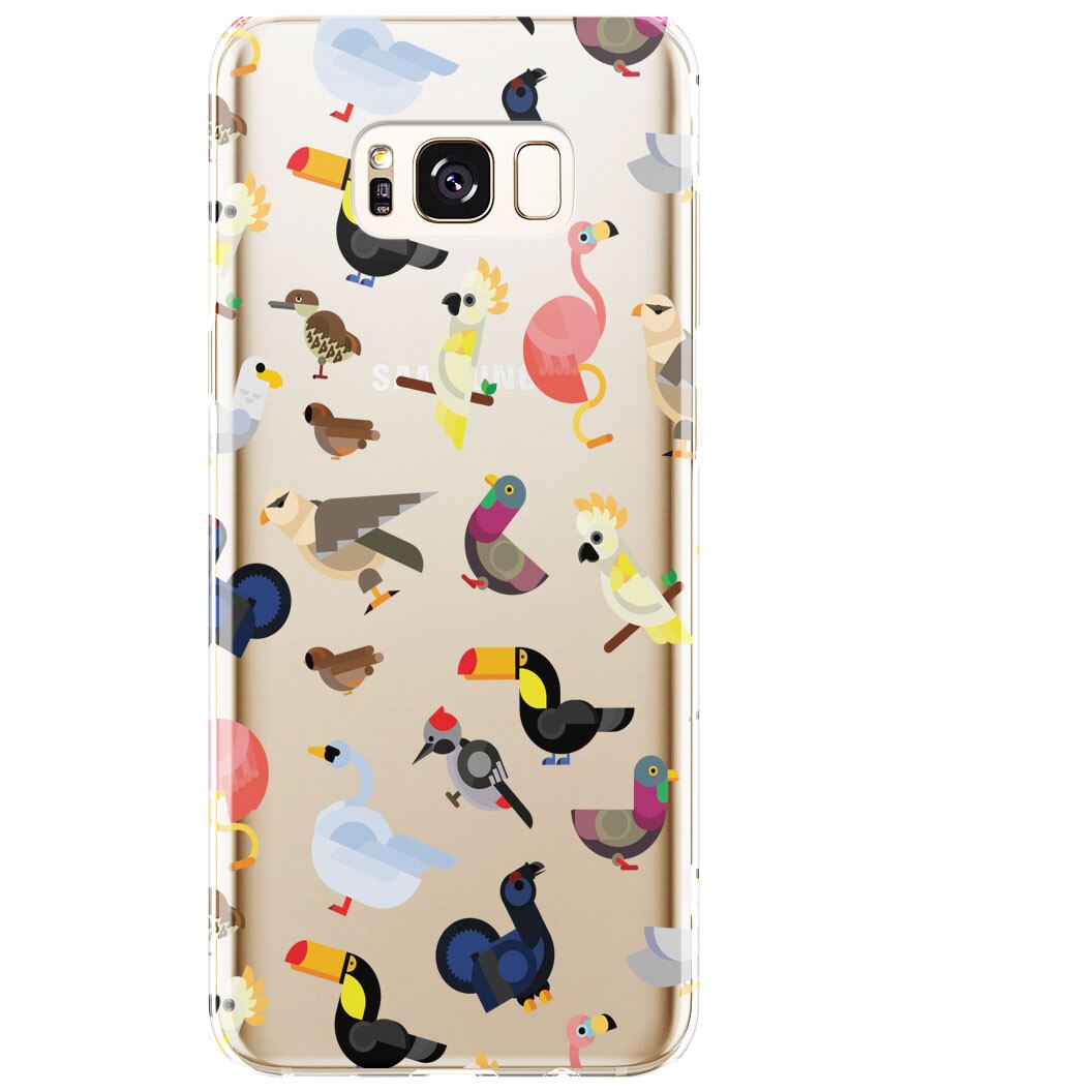 Husa silicon transparent pasari exotice samsung s8