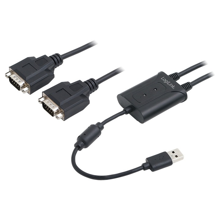 Адаптер USB 2.0 (T) към 2x сериен RS232 (9-пинов) (T), LogiLink AU0031