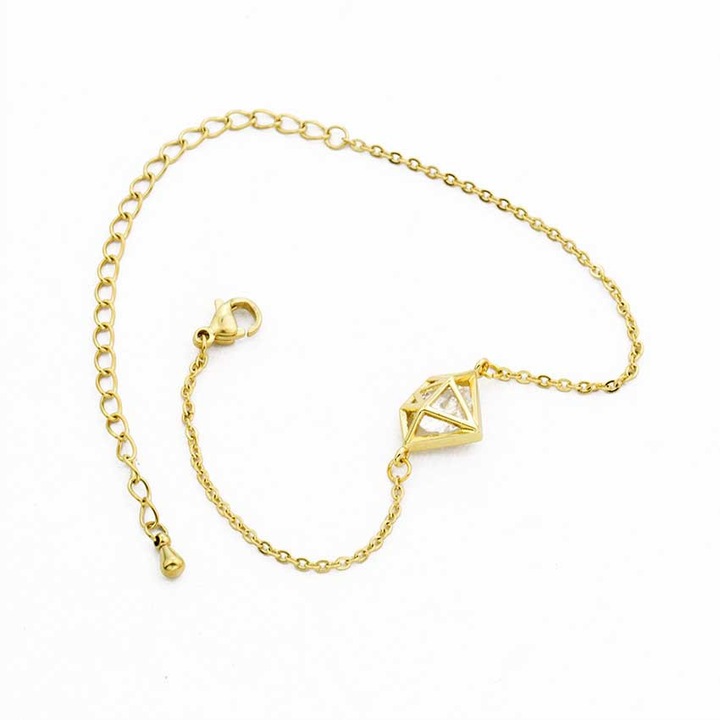 Bratara de mana de dama pentru femei fete iubita reglabila cu pandantiv medalion tip Charm diamant piatra cristal tip Zirconiu din aliaj