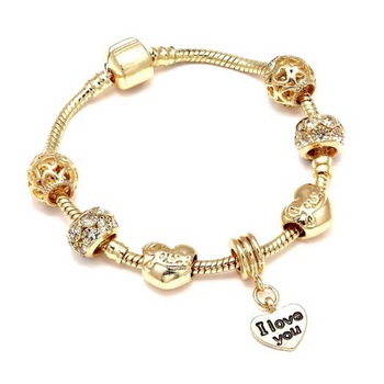 Bratara Charm cu Inima Inimioara Heart Te iubesc I love you, din Aliaj, Auriu Gold (Ambalaj Cutie Cadou) Bratara Charm cu Inima Inimioara Heart Te iubesc I love you, din Aliaj, Auriu Gold (Ambalaj Cutie Cadou)