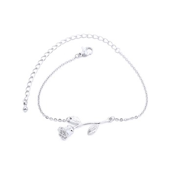 Bratara de mana de dama pentru femei fete iubita reglabila cu pandantiv medalion tip Charm floare de trandafir din aliaj Argintiu Silver (Ambalaj CADOU CUTIE) Bratara de mana de dama pentru femei fete iubita reglabila cu pandantiv medalion tip Charm floare de trandafir din aliaj Argintiu Silver (Ambalaj CADOU CUTIE)