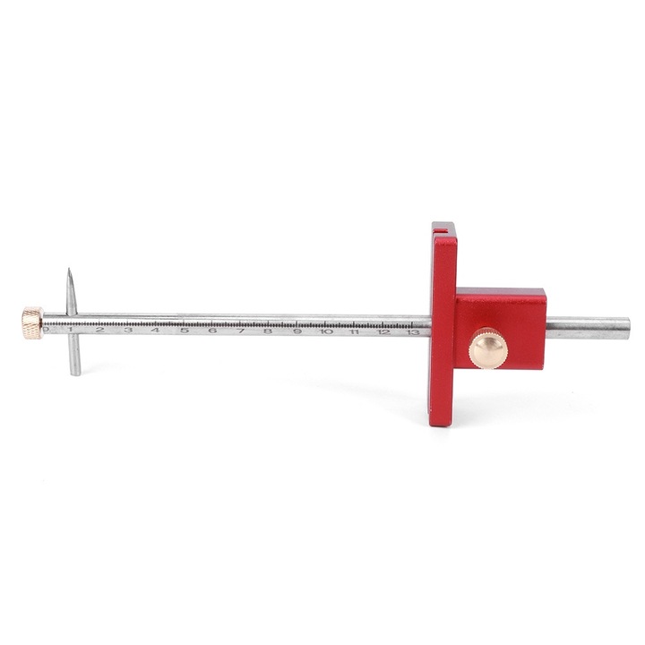 Rigla de marcare pentru prelucrarea lemnului, Enforose, 130mm, aluminiu, inox