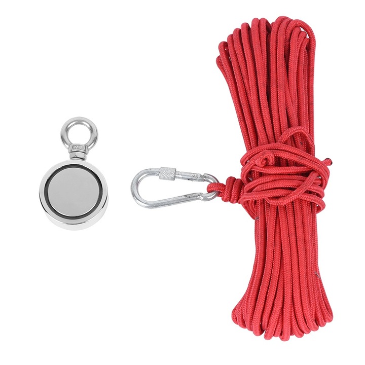 Магнитна кука Enforose D60-3, 265lbs, червено въже 20м, диаметър 60мм, дебелина 22мм