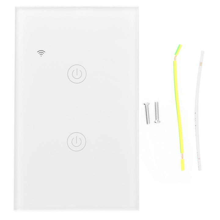 Comutator inteligent WiFi, Enforose, model GT-121-2, 2 canale, culoare alba, 100-240VAC