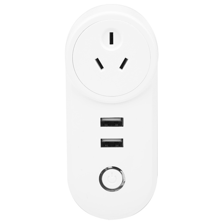 WIFI смарт контакт, longziming, 3 контакта, бял, с 2 USB порта