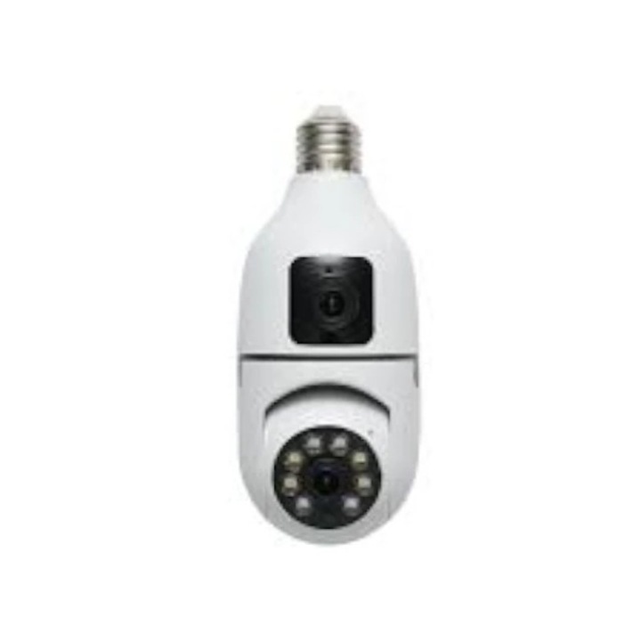 Camera de supraveghere dubla inteligenta 360°, PENDAN, V380, PTZ WiFi, CCTV, 4 MP, detectie miscare, rotire, leduri, lumina, infrarosu, comunicare bidirectionala, aplicatie, alarma, senzor miscare