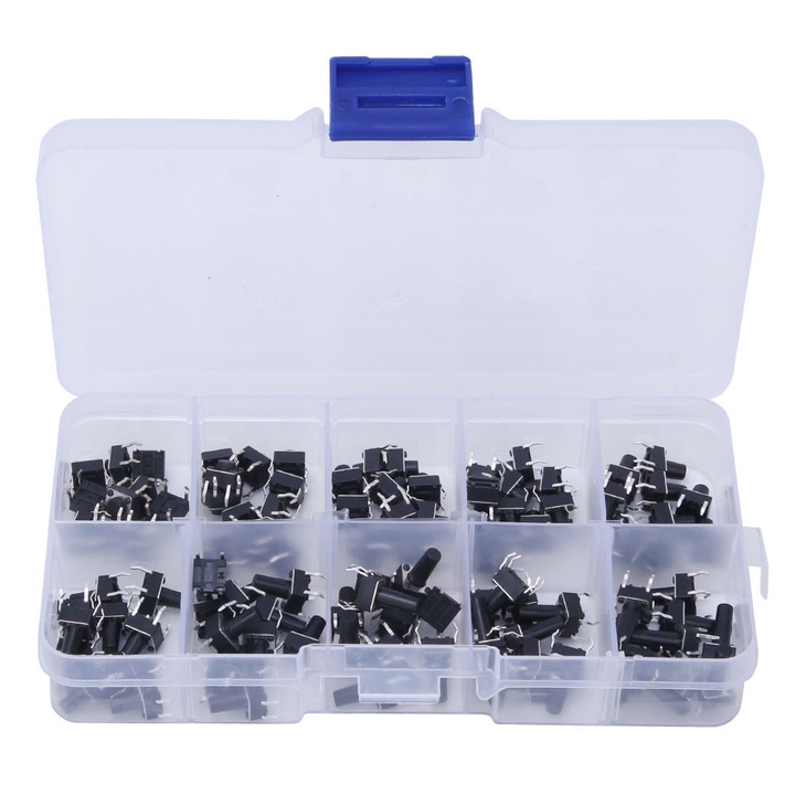 100 buc butoane Enforose, 10 valori 6x6x4.3-13mm comutator tactil cu buton micro-tactil impermeabil