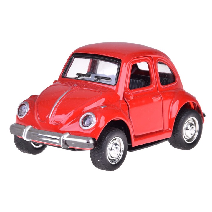 Masina de jucarie Metal Beetle cu efecte de lumina si sunet in rosu